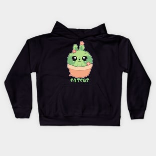 kawaii cute friendly cactus cat Kids Hoodie